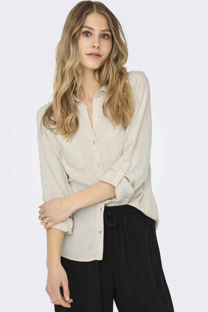 ONLYASMIN-SIESTA LS LINEN BL SHIRT 15349102 MOONBEAM